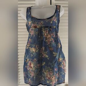 Floral Bohemian Y2K Prairie Tie Back Cottagecore Lightweight long tunic top M